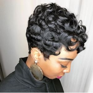 Short Human Hair Wigs for Black Women Short Curly Human Hair Wigs Pixie Cut Wigs